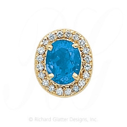 GS049 BT/D - 14 Karat Gold Slide with Blue Topaz center and Diamond accents 